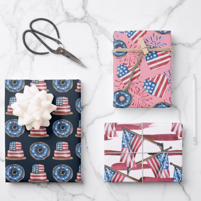 Flagge der USA Geschenkpapier Set (Vorderseite)