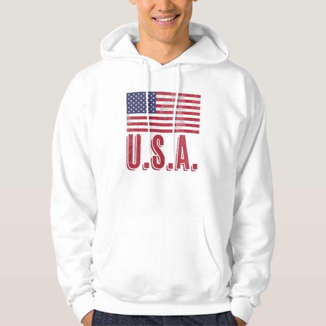 Flagge der USA "Grunge"-Look Hoodie (Vorderseite)