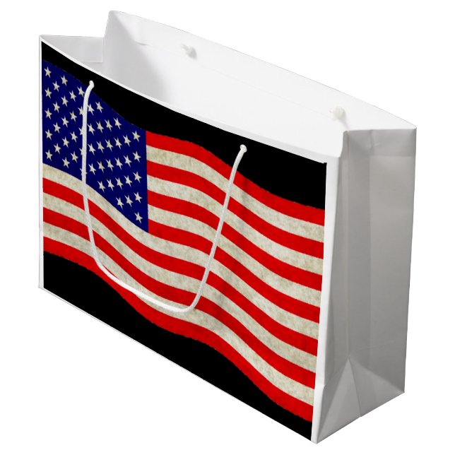 Flagge der USA - grungy Große Geschenktüte (Vorderseite Schrägansicht)