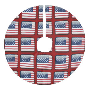 Flagge der USA Leinenimitat Weihnachtsbaumdecke