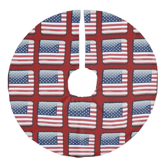 Flagge der USA Leinenimitat Weihnachtsbaumdecke (Vorderseite)