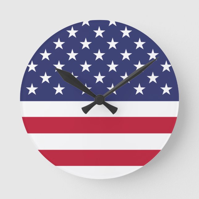 Flagge der USA Runde Wanduhr (Vorderseite)