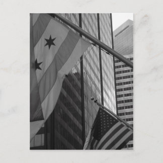 Flagge der USA und Chicago Postkarte