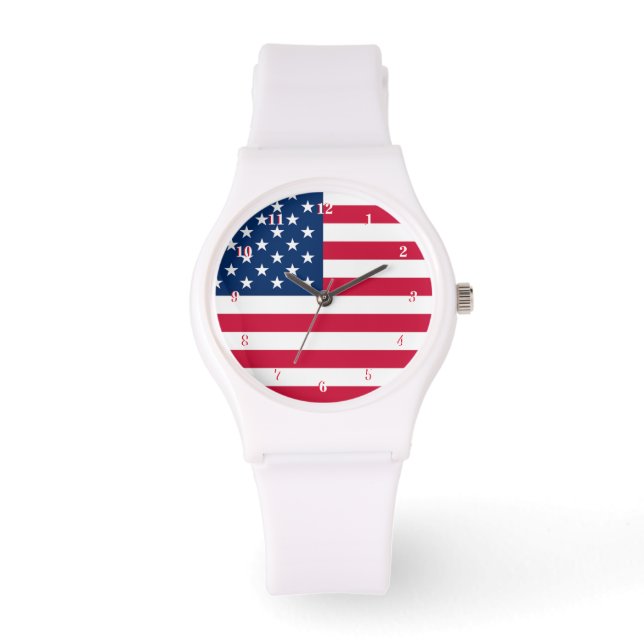 Flagge der USA - USA - Patriotik Armbanduhr (Vorderseite)
