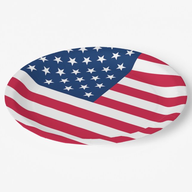 Flagge der USA - USA - Patriotik Pappteller (Schrägansicht)