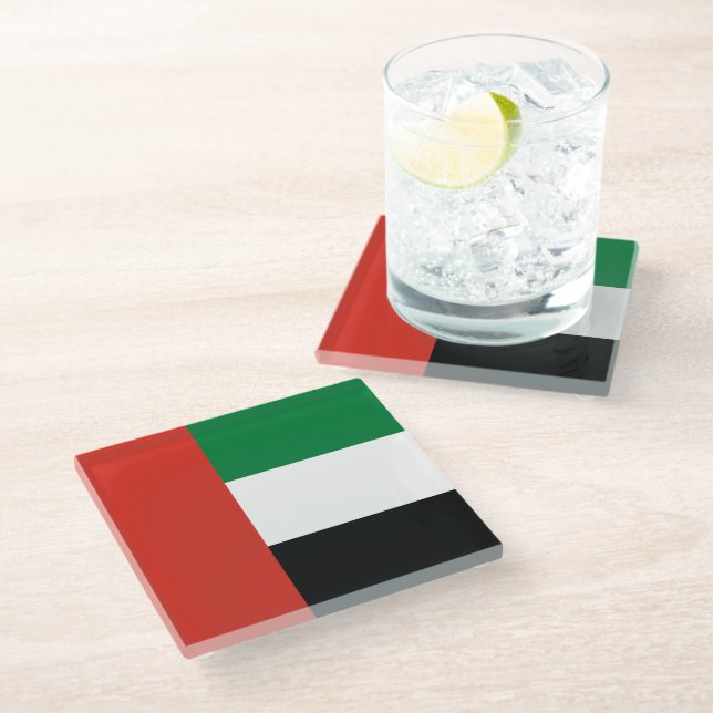 Flagge der Vereinigten Arabischen Emirate Glasuntersetzer (Schrägansicht)