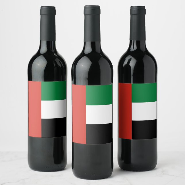 Flagge der Vereinigten Arabischen Emirate Weinetikett (Flaschen)