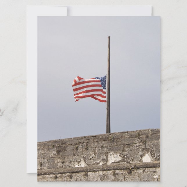 Flagge der Vereinigten Staaten bei Half-Mast (USA) Karte (Vorderseite)