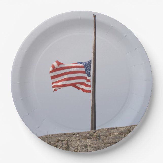 Flagge der Vereinigten Staaten bei Half-Mast (USA) Pappteller (Vorderseite)