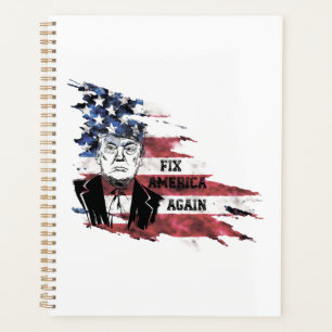 Flagge der Vereinigten Staaten.Donald Trump. Planer