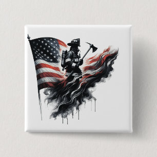 Flagge der Vereinigten Staaten. Firefighter Button