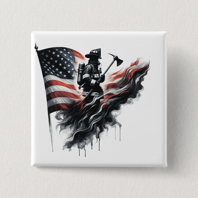 Flagge der Vereinigten Staaten. Firefighter Button (Vorderseite)