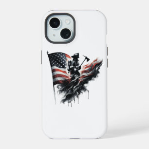Flagge der Vereinigten Staaten. Firefighter iPhone 15 Hülle