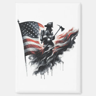Flagge der Vereinigten Staaten. Firefighter Magnet