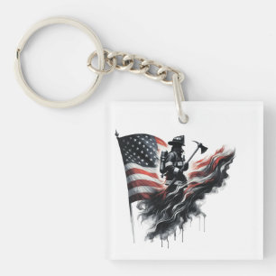 Flagge der Vereinigten Staaten. Firefighter Schlüsselanhänger