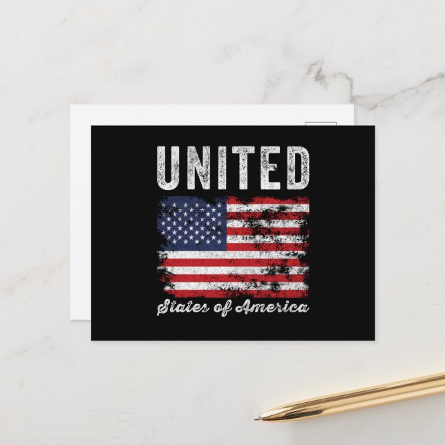 Flagge der Vereinigten Staaten von Amerika Distres Postkarte (Vorderseite/Rückseite Beispiel)
