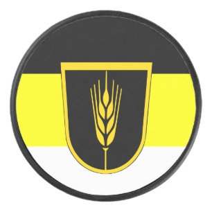 Flagge der Wolgadeutschen (schwarz/gelb/weiß) Eishockey Puck
