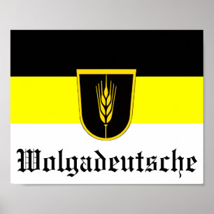 Flagge der Wolgadeutschen (schwarz/gelb/weiß) Poster