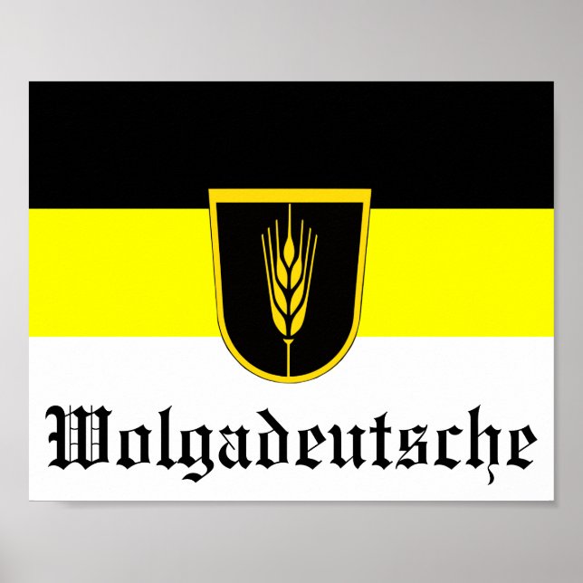 Flagge der Wolgadeutschen (schwarz/gelb/weiß) Poster (Vorne)