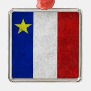 Flagge des Acadia beunruhigten Schmutzes Silbernes Ornament