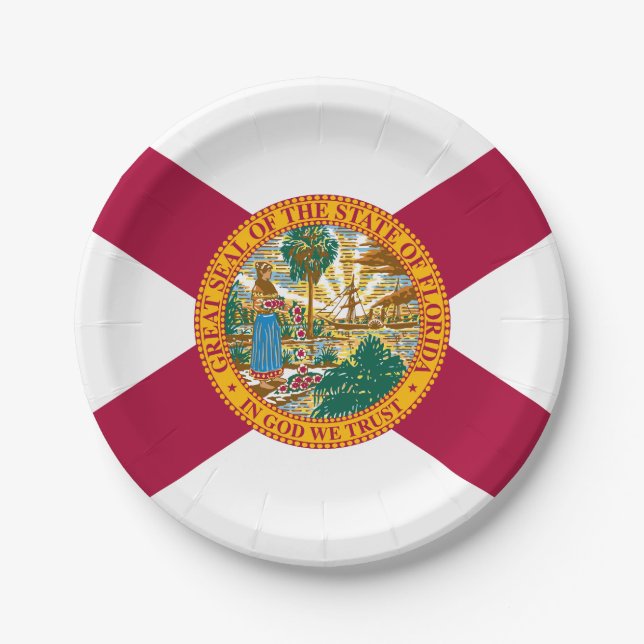 Flagge des Bundesstaates Florida Pappteller (Vorderseite)