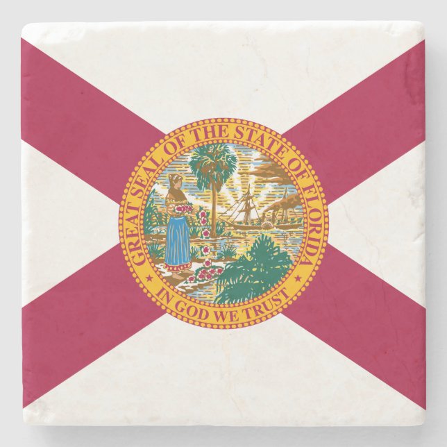 Flagge des Bundesstaates Florida Steinuntersetzer (Vorderseite)