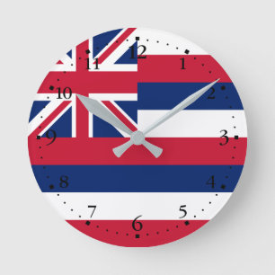 Flagge des Bundesstaates Hawaii Runde Wanduhr