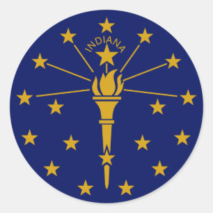 Flagge des Bundesstaates Indiana Runder Aufkleber