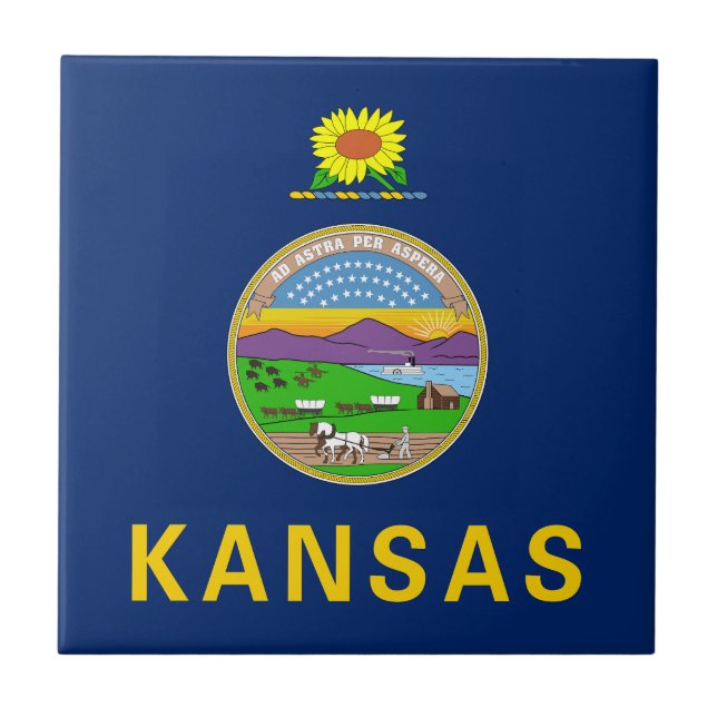 Flagge des Bundesstaates Kansas Fliese (Vorderseite)