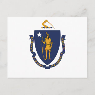 Flagge des Bundesstaates Massachusetts Bay State I Postkarte