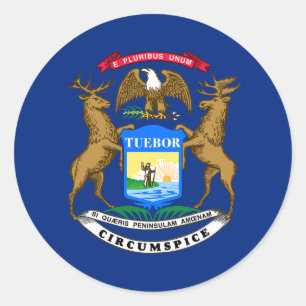 Flagge des Bundesstaates Michigan Runder Aufkleber
