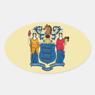 Flagge des Bundesstaates New Jersey Ovaler Aufkleber