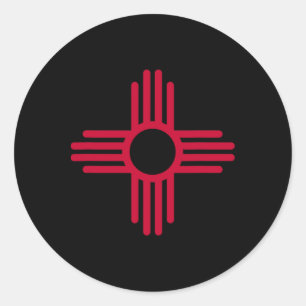 Flagge des Bundesstaates New Mexico Zia-Symbol Fla Runder Aufkleber