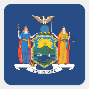 Flagge des Bundesstaates New York Quadratischer Aufkleber