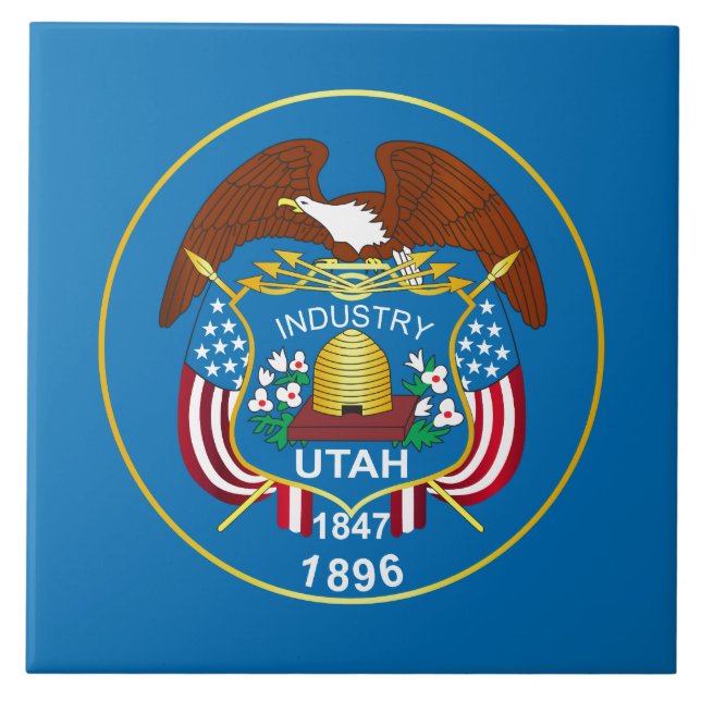 Flagge des Bundesstaates Utah Fliese (Vorderseite)