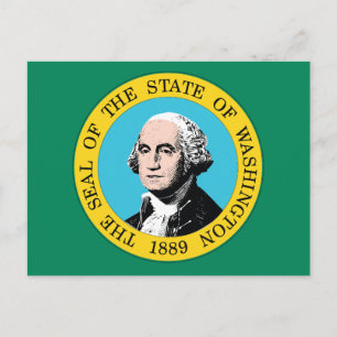 Flagge des Bundesstaates Washington Grünes Feldpor Postkarte