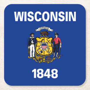 Flagge des Bundesstaates Wisconsin Rechteckiger Pappuntersetzer