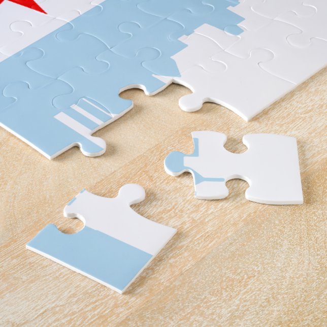 Flagge des Chicago-Skyline-Puzzlespiels Puzzle (Seite)