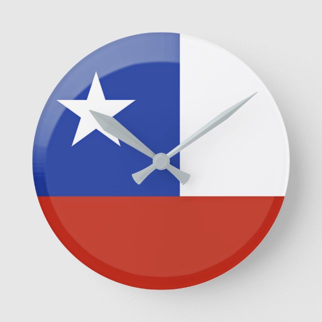 Flagge des Chilen Runde Wanduhr (Vorderseite)