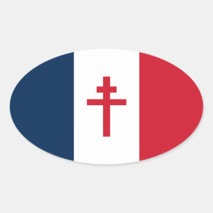 Flagge des Freien Frankreichs Ovaler Aufkleber