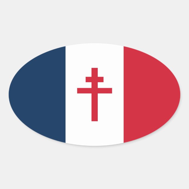 Flagge des Freien Frankreichs Ovaler Aufkleber (Vorderseite)