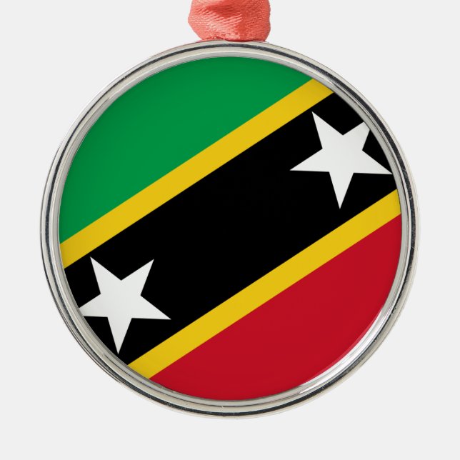 Flagge des Heiligen Kitts und Nevis Silbernes Ornament (Vorne)