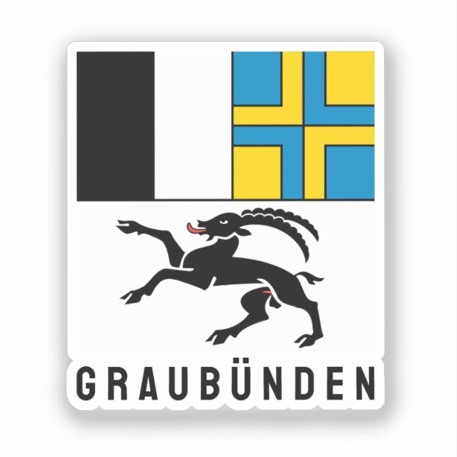 Flagge des Kantons Graubünden, Schweiz Aufkleber (Vorderseite)