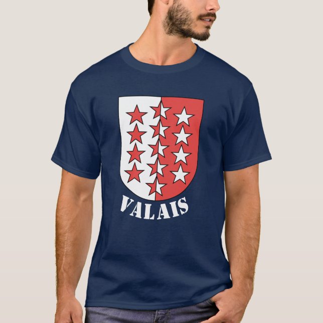 Flagge des Kantons Wallis, Schweiz T-Shirt (Vorderseite)