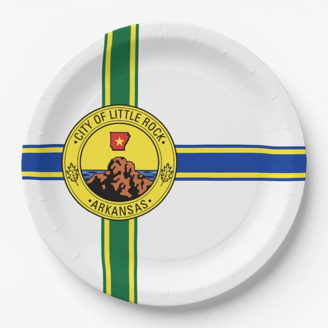 Flagge des Kleinen Felsen (Arkansas) Pappteller (Vorderseite)