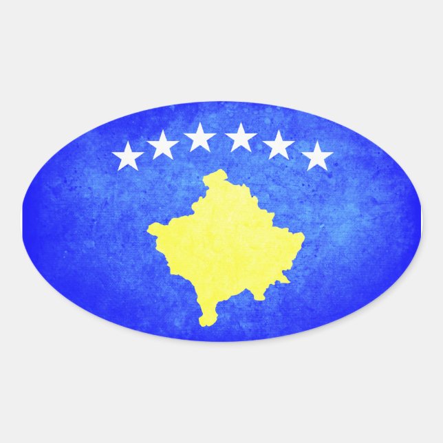 Flagge des Kosovo Ovaler Aufkleber (Vorderseite)