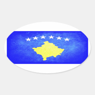 Flagge des Kosovo Ovaler Aufkleber