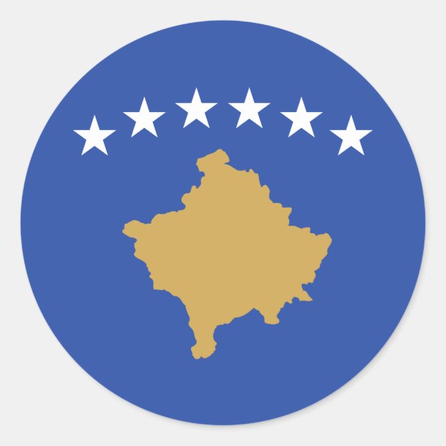 Flagge des Kosovo Runder Aufkleber (Vorderseite)