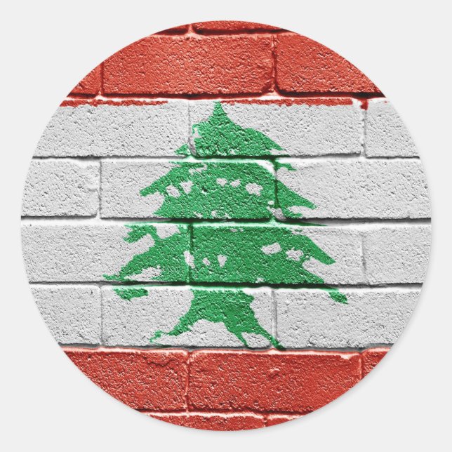Flagge des Libanon Runder Aufkleber (Vorderseite)