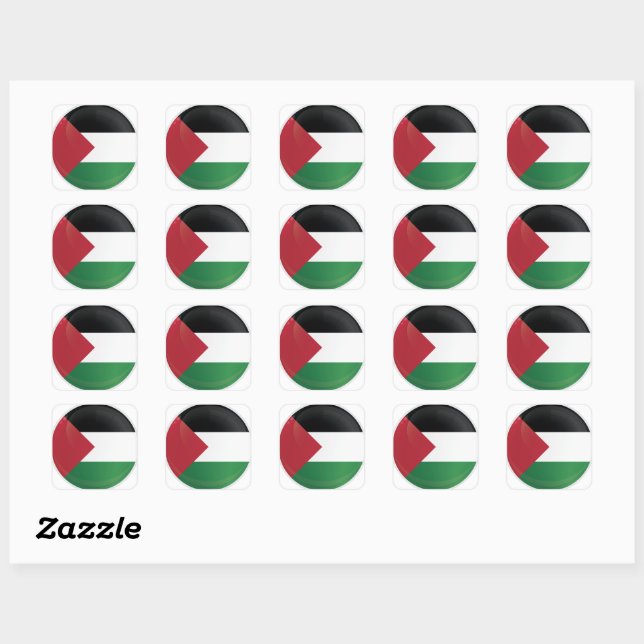 Flagge des Palestine Round-Icon-Symbols Quadratischer Aufkleber (Blatt)